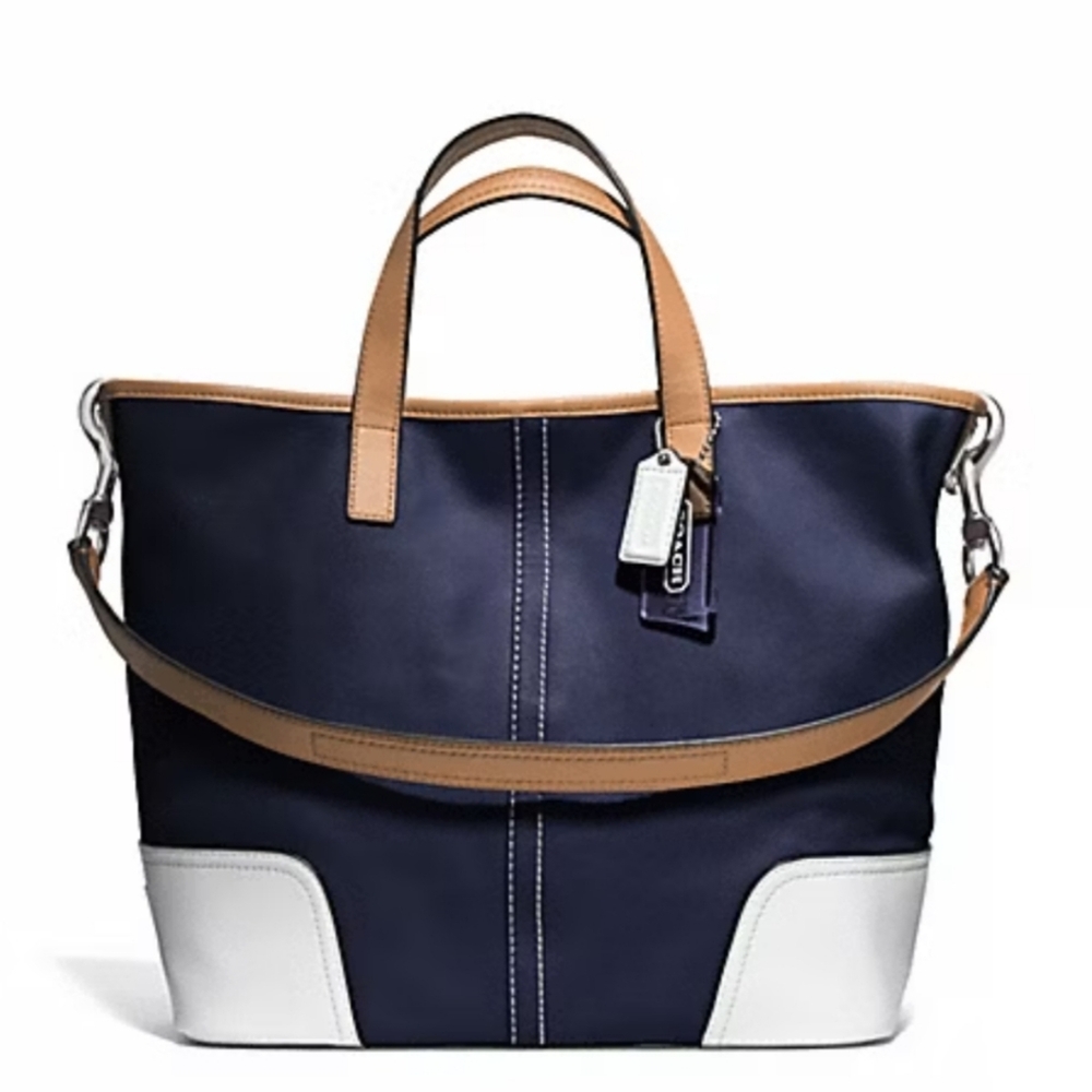 Stylish Navy and WCoach Hadley Convertible Shoulder Bag in Midnighthite Tote Bag